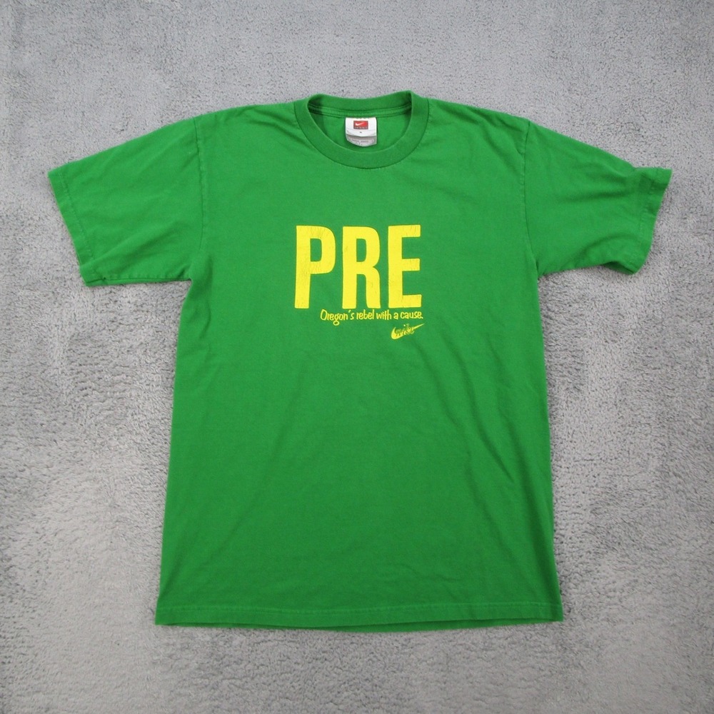 Nike Team Steve Prefontaine Pre T-Shirt Men Small Green Oregon Rebel Graphic Y2K